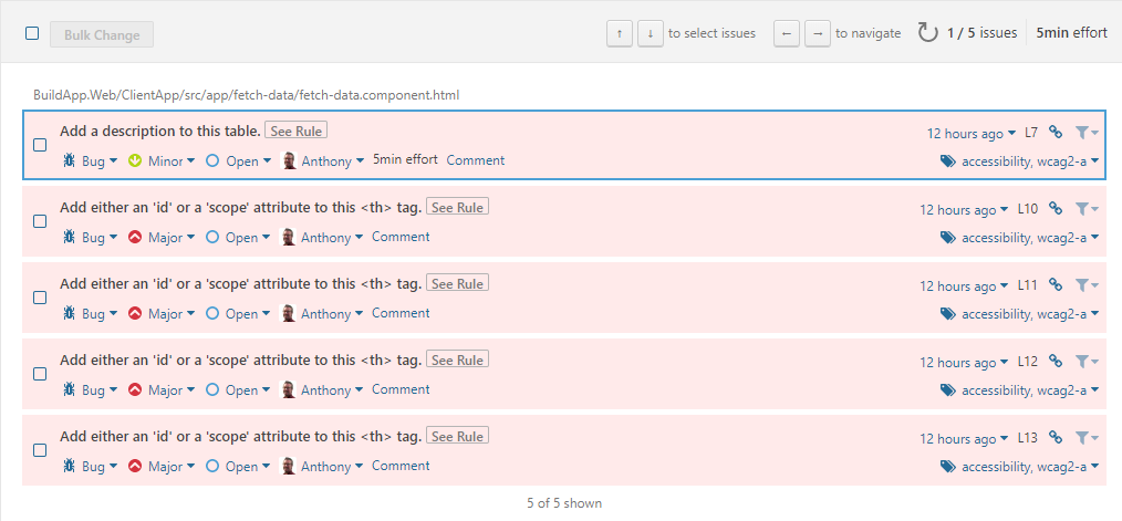 SonarQube Issues
